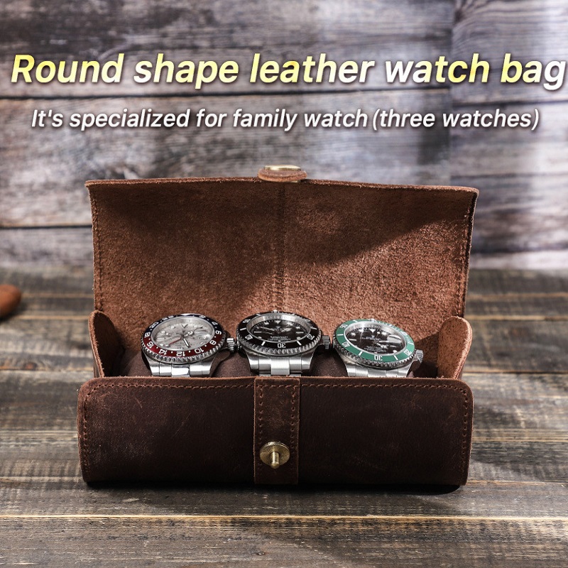 Genuine leather watch roll/bag perfectly for travelling use - Leather craft products - 3