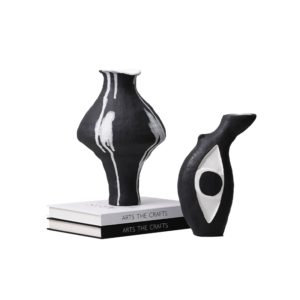 Abstract design black and white resin decorative vase
